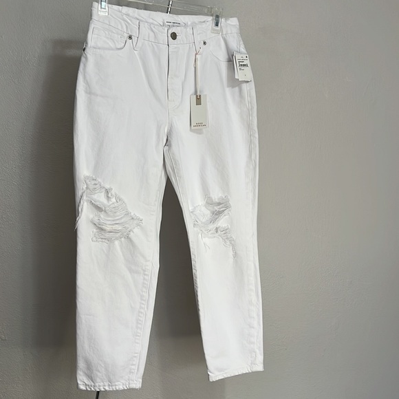 NWT Good American High Waist Distressed White Jeans Size 2/26 - Picture 2 of 12